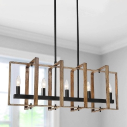 LNC Modern Farmhouse 5-Light Linear Cage Chandelier for Kitchen Island