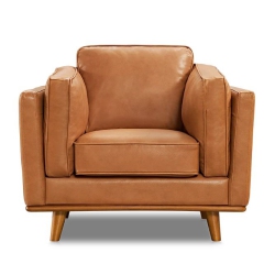 VALENCIA SEATING Artisan Single Leather | Premium Italian Nappa 11000 Leather, Wood Frame And Legs, Ultimate Comfort (Single Seat, Cognac)