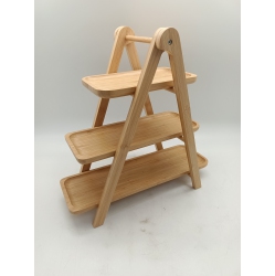 JIALLO 3-Tiers Bamboo Ladder Serving Trays And Stand