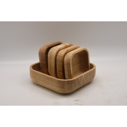 HEIM CONCEPT Rectangular Bamboo Dessert Bowls 5PCs/set