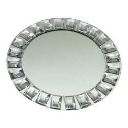 JIALLO CANADA Jiallo 13"dia Diamond Rim Glass Mirror Charger Plate In Mirrored/silver