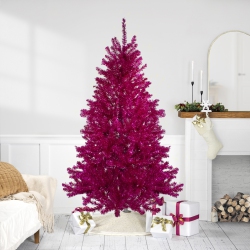 NORTHLIGHT Metallic Tinsel Artificial Christmas Tree - 7' - Dark - Unlit In Pink
