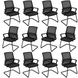 GYMAX Office Mesh Chair Set Of 10 Upholstered Guest Conference Chair W/ergonomic Backrest