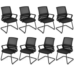 GYMAX Office Mesh Chair Set Of 8 Upholstered Guest Conference Chair W/ergonomic Backrest
