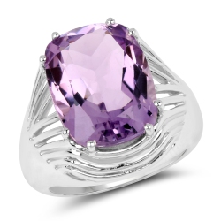 QJ 10.02 Carat Genuine Amethyst .925 Sterling Ring In Silver