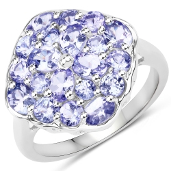 QJ 2.44 Carat Genuine Tanzanite .925 Sterling Ring In Silver