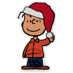 NORTHLIGHT Peanuts Linus In Santa Hat Christmas Window Cling Decoration