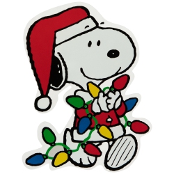 NORTHLIGHT Peanuts Snoopy Gathers The Lights Double Sided Christmas Window Cling Decoration