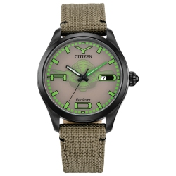 CITIZEN STAR WARS Star Wars Mens Yoda Japanese Eco-Drive Watch 42MM Black Stainless Steel Case Beige Nylon Strap With Dial (Bm6839-06W) In Brown