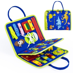 HLD Toddler Busy Board, Montessori Sensory Board Toys, Preschool Toddler Activities Educational Travel Toy Learning Fine Motor B