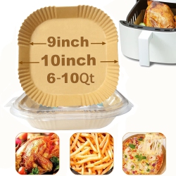 HLD Air Fryer Disposable Paper Liners 9 Inch Square, for 6Qt-10Qt Air Fryer Microwave Oven Frying Pan, 100PCs Large Parchment Pap