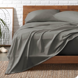 BARE HOME Organic Flannel Sheet Set 100% Cotton, Velvety Soft Heavyweight - Double Brushed - Deep Pocket (King, Light Grey)