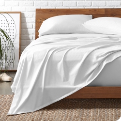 BARE HOME Organic Flannel Sheet Set 100% Cotton, Velvety Soft Heavyweight - Double Brushed - Deep Pocket (King, White)