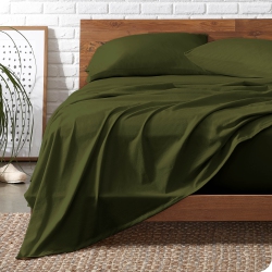 BARE HOME Organic Flannel Sheet Set 100% Cotton, Velvety Soft Heavyweight - Double Brushed - Deep Pocket (King, Cypress)