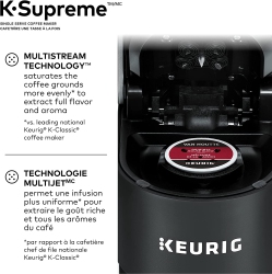 KEURIG K-Supreme Single Serve K-Cup Pod Coffee Maker, With Multistream Technology In Black