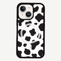 CASECO Cow Print Iphone 14 Case - Magsafe Enabled In Black