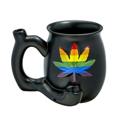 CLASSIER Embossed Leaf Matt Mug - Rainbow Leaf In Black