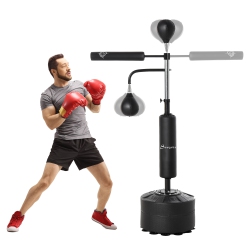 SOOZIER 4-In-1 Freestanding Punching Bag, Boxing Speed Trainer, Height Adjustable Boxing Bag Strike Bag Set \w 2 Speed Balls, 360° Reflex Bar