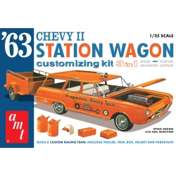 ALUMINUM MODEL TOYS (Amt) '63 Chevy Ii Station Wagon 3 In 1 (Amt1201) 1:25 Scale Car Plastic Model Kit