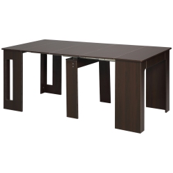 HOMCOM Extendable Dining Table, Expandable Kitchen Table for Small Spaces, Seats Up to 6 People In Dark Brown