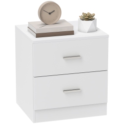 HOMCOM Bedside Table With 2 Drawers, Modern Nightstand, Cabinet Drawer Side Storage Unit for Bedroom In White