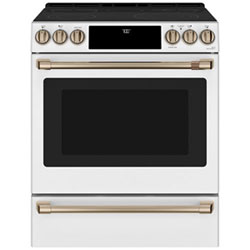 Open Box - Café 30" 5-Element Slide-In Smooth Top Electric Range (CCES700P4MW2) -White -Perfect Condition
