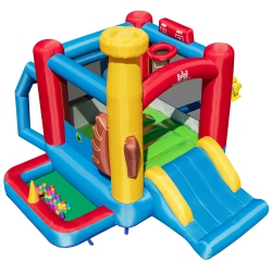 TOPBUY Inflatable Bounce House With 480W Air Blower Bouncer Playhouse Castle With Slides Jump Area Ocean Ball Pit Basketball Hoop