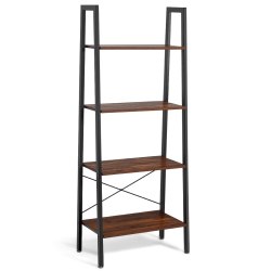 TOPBUY 4-Tier Ladder Bookshelf Display Ladder Rack Free-Standing Plant In Black