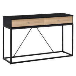 HOMCOM Console Table, Hallway Table With 2 Drawers, Steel Frame Sofa Table for Entrance And Living Room In Black