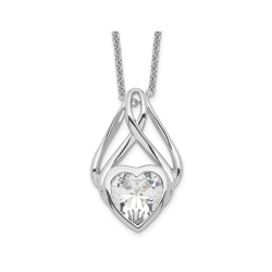 GEM AND HARMONY Wrapped Around My Heart Pendant Necklace In Sterling With Synthetic Cubic Zirconia (Cz) In Silver