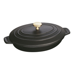 STAUB Specialities 1 L Cast Iron Oval Oven Dish With Lid In Black