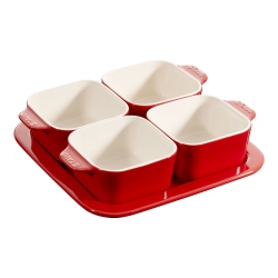 STAUB Ceramique 5 Piece Ceramic Appetiser Set, Cherry