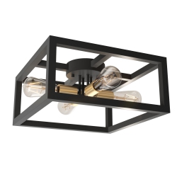 ARTIKA Princeton Modern Mid Century Semi-Flush Mount Ceiling Light And Gold In Black