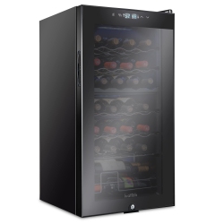 IVATION 28 Bottle Freestanding Wine Fridge With Lock, Dual Zone Wine Cooler In Black