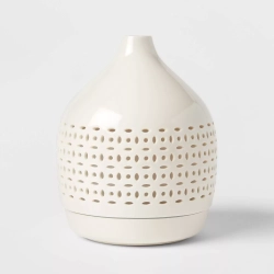 OPALHOUSE 300Ml Cutout Ceramic Color Changing Oil Diffuser - In White