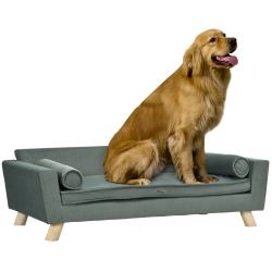 PAWHUT Dog Sofa Bed With Removable Pillows, Foam Pet Sofa Cat Sofa With Removable Washable Cushion, Water-Resistant Fabric, for Medium And Large Dogs