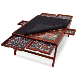 JUMBL 1500 Piece Puzzle Board, 27” X 35” Jigsaw Puzzle Table With 6 Trays And Legs In Brown