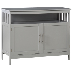 HOMCOM Kitchen Sideboard, Buffet Cabinet, Wooden Storage Console Table With 2-Level Cabinet And Open Shelf In Grey