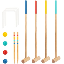 TOOKYLAND Kids Wooden Croquet Set - 17PCs - 4 Player Game Set With Carry Bag, Ages 3+