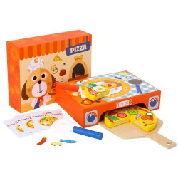 TOOKYLAND Pizza Baking Play Set - 39PCs - Wooden Pretend Food Cooking Toy, Ages 3+