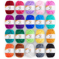 JUMBLCRAFTS 20 Acrylic Crochet Yarn Kit, Assorted Colors Thick Yarn Crochet Kit