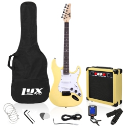 LYXPRO Beginner 39” Electric Guitar & Electric Guitar Accessories, Retro In Yellow