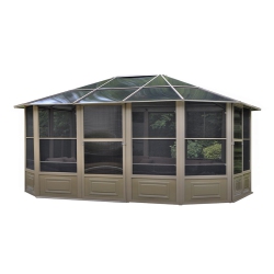 GAZEBO PENGUIN Florence Solarium With Polycarbonate Roof 12 Ft. X 15 Ft. In In Sand