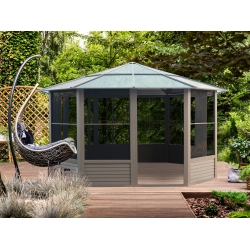 GAZEBO PENGUIN Florence Solarium With Polycarbonate Roof 12 Ft. X 12 Ft. In In Sand