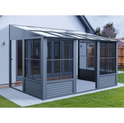 GAZEBO PENGUIN Florence Add-A-Room With Polycarbonate Roof 10 Ft. X 16 Ft. In Slate