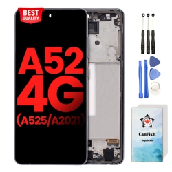 CANFIXIT Screen Replacement for Samsung Galaxy A52 4G Glass Oled Display Touch Digitizer Lcd Assembly \w Frame And Free Repair Tools Kits A52 A525 /