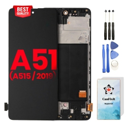 CANFIXIT Screen Replacement for Samsung Galaxy A51 4G Glass Oled Display Touch Digitizer Lcd Assembly \w Frame (6.33") And Free Repair Tools Kits