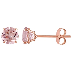 AMOUR Classic Round-Cut Morganite Stud Earrings In 10K Rose In Gold