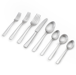 TABLE 12 50 Piece Flatware Set, Stainless Steel Kitchen Utensils Set, Sophisticated Silverware