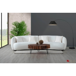 TRUE CONTEMPORARY Archibald Curved Kidney Shaped Sectional Sofa In Wolly In Ivory